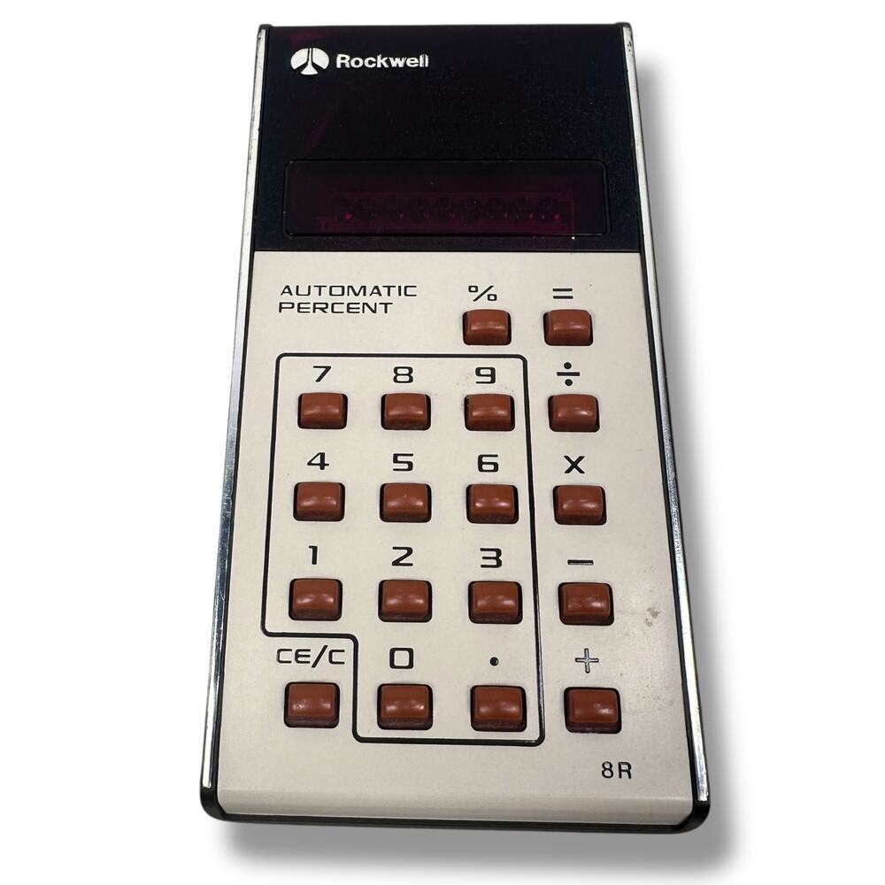 Vintage Rockwell‎ 8R 8‑Digit Red LED Electronic Calculator Automatic Percent